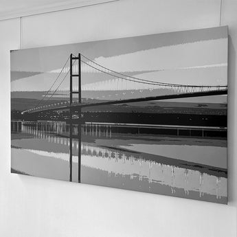 Humber Bridge 60x38in Canvas Print Black & White